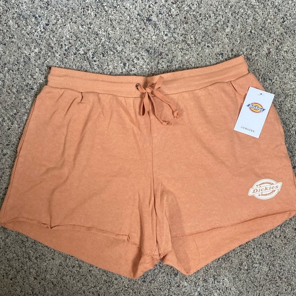 Dickies Pumpkin Spice Orange Drawstring Waist Shorts 3” Inseam Juniors Sz L NWT - Picture 1 of 7
